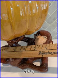 Vintage Ceramic Monkey Holding Banana Fruit Bowl Rare Glazed Kitchen Decor MCM Vintage Ceramic Monkey Holding Banana Fruit Bowl Rare Glazed Kitchen Decor MCM