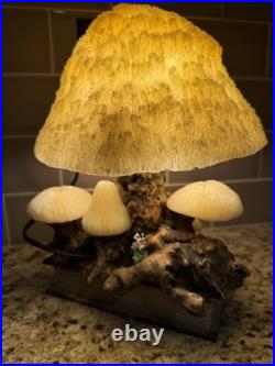 Vintage Coral Mushroom Lamp Excellent Works RARE