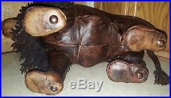 Vintage Dimitri Omersa Abercrombie Fitch Leather Lion Foot Stool Ottoman Rare