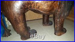 Vintage Dimitri Omersa Abercrombie Fitch Leather Lion Foot Stool Ottoman Rare