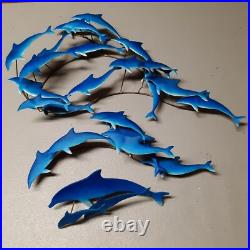 Vintage Dolphin Metal Sculpture Wall Art Decor 3 Pcs RARE MCM Mid-Century Modern
