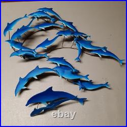 Vintage Dolphin Metal Sculpture Wall Art Decor 3 Pcs RARE MCM Mid-Century Modern