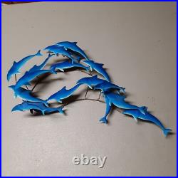 Vintage Dolphin Metal Sculpture Wall Art Decor 3 Pcs RARE MCM Mid-Century Modern