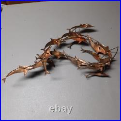 Vintage Dolphin Metal Sculpture Wall Art Decor 3 Pcs RARE MCM Mid-Century Modern