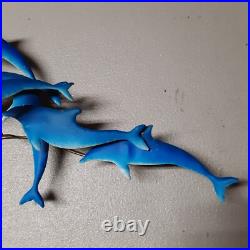 Vintage Dolphin Metal Sculpture Wall Art Decor 3 Pcs RARE MCM Mid-Century Modern