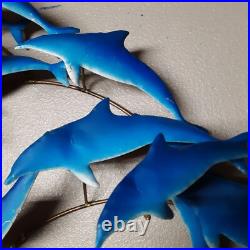 Vintage Dolphin Metal Sculpture Wall Art Decor 3 Pcs RARE MCM Mid-Century Modern