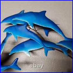 Vintage Dolphin Metal Sculpture Wall Art Decor 3 Pcs RARE MCM Mid-Century Modern