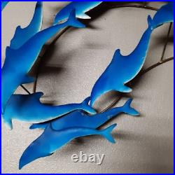 Vintage Dolphin Metal Sculpture Wall Art Decor 3 Pcs RARE MCM Mid-Century Modern