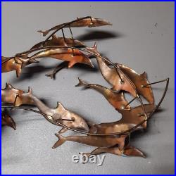 Vintage Dolphin Metal Sculpture Wall Art Decor 3 Pcs RARE MCM Mid-Century Modern