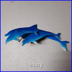 Vintage Dolphin Metal Sculpture Wall Art Decor 3 Pcs RARE MCM Mid-Century Modern