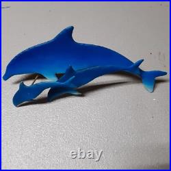 Vintage Dolphin Metal Sculpture Wall Art Decor 3 Pcs RARE MCM Mid-Century Modern