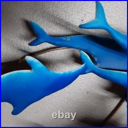 Vintage Dolphin Metal Sculpture Wall Art Decor 3 Pcs RARE MCM Mid-Century Modern