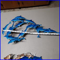 Vintage Dolphin Metal Sculpture Wall Art Decor 3 Pcs RARE MCM Mid-Century Modern