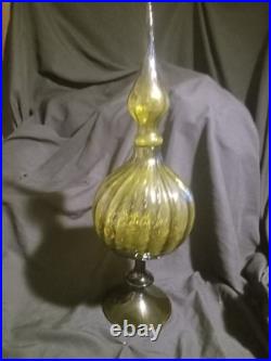 Vintage Empoli Rare Olive Green Apothecary Decanter 19.in Tall