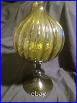 Vintage Empoli Rare Olive Green Apothecary Decanter 19.in Tall