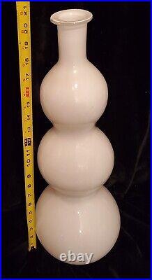 Vintage Empoli Vase MCM RARE White Glass Triple Bubble Gourd Bottle Italian 21 Vintage Empoli Vase MCM RARE White Glass Triple Bubble Gourd Bottle Italian 21