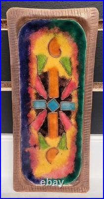 Vintage Enamel Copper Tray Mid-century Modern Design Rare