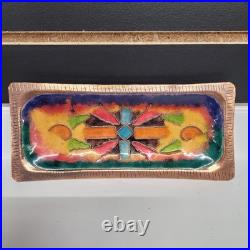 Vintage Enamel Copper Tray Mid-century Modern Design Rare