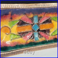 Vintage Enamel Copper Tray Mid-century Modern Design Rare