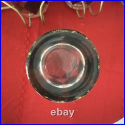 Vintage Federal Glass Rare MCM Harlequin Black And Gold Set Of 8 with carrier