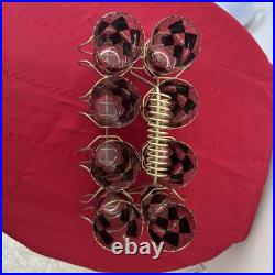 Vintage Federal Glass Rare MCM Harlequin Black And Gold Set Of 8 with carrier