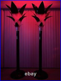 Vintage Floor Lamp Rare Pair Roger Rougier Style Acrylic Lucite Tulip 1980' MCM