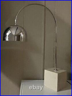 Vintage Flos Arco Cube Base Marble Chrome Table Lamp Mid Century Modern MCM RARE
