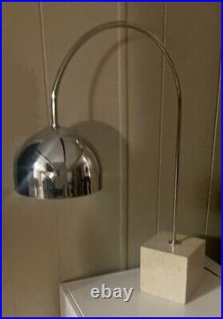 Vintage Flos Arco Cube Base Marble Chrome Table Lamp Mid Century Modern MCM RARE