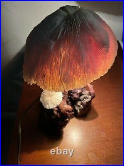 Vintage Genuine Coral Mushroom Table Lamp Rare Mid Century Modern Burl Wood