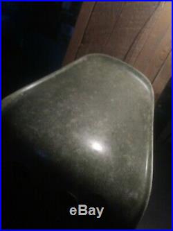 Vintage Herman Miller Fiberglass Chair Eames Style RARE Olive Green Mid Century