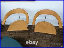 Vintage Italian Leather Arrben Chairs in rare caramel & bronze modern design mcm