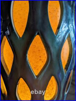 Vintage Italian Turquoise Blue Green Vintage Lamp, Three Way Lighting, Very Rare