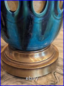 Vintage Italian Turquoise Blue Green Vintage Lamp, Three Way Lighting, Very Rare