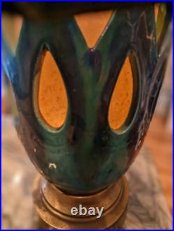 Vintage Italian Turquoise Blue Green Vintage Lamp, Three Way Lighting, Very Rare