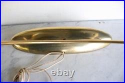 Vintage LAUREL Mid Century Modern Brass Metal Table Dual Lamp Cone Shade RARE