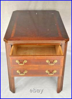Vintage Lane 1960s Mid Century Modern Inlay Solid Wood 2-Tier End Table Rare
