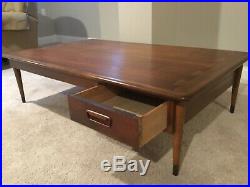 Vintage Lane Acclaim Plateau Large coffee table drawer MCM Mid-Century Rare