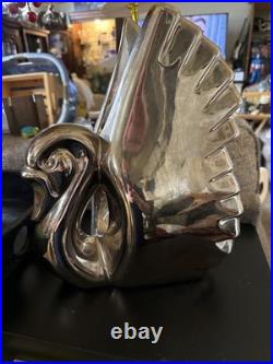 Vintage Large 13.5 JARU Pottery gold Swan 1980 Signed RARE