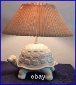 Vintage Large Ceramic Tortoise Lamp withShade, Turtle, Rare, White, MCM, Whimsical
