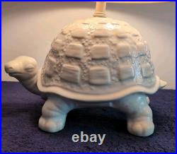 Vintage Large Ceramic Tortoise Lamp withShade, Turtle, Rare, White, MCM, Whimsical