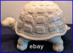 Vintage Large Ceramic Tortoise Lamp withShade, Turtle, Rare, White, MCM, Whimsical