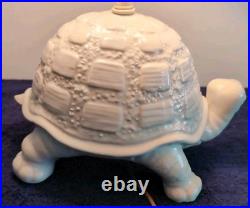 Vintage Large Ceramic Tortoise Lamp withShade, Turtle, Rare, White, MCM, Whimsical
