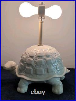 Vintage Large Ceramic Tortoise Lamp withShade, Turtle, Rare, White, MCM, Whimsical