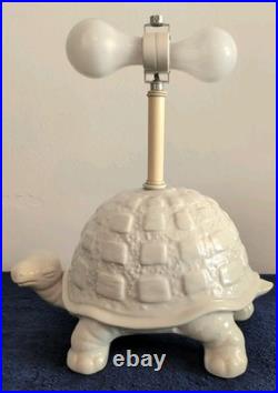 Vintage Large Ceramic Tortoise Lamp withShade, Turtle, Rare, White, MCM, Whimsical