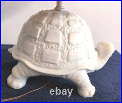 Vintage Large Ceramic Tortoise Lamp withShade, Turtle, Rare, White, MCM, Whimsical