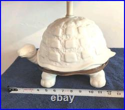 Vintage Large Ceramic Tortoise Lamp withShade, Turtle, Rare, White, MCM, Whimsical