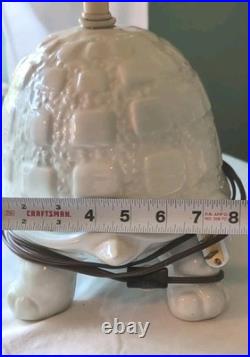 Vintage Large Ceramic Tortoise Lamp withShade, Turtle, Rare, White, MCM, Whimsical