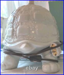 Vintage Large Ceramic Tortoise Lamp withShade, Turtle, Rare, White, MCM, Whimsical Vintage Large Ceramic Tortoise Lamp withShade, Turtle, Rare, White, MCM, Whimsical