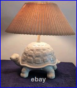 Vintage Large Ceramic Tortoise Lamp withShade, Turtle, Rare, White, MCM, Whimsical