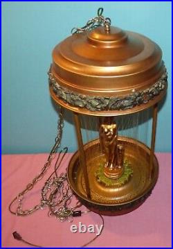 Vintage Large Oil Rain Hanging Swag Lamp with Unique Rare Nude Goddess